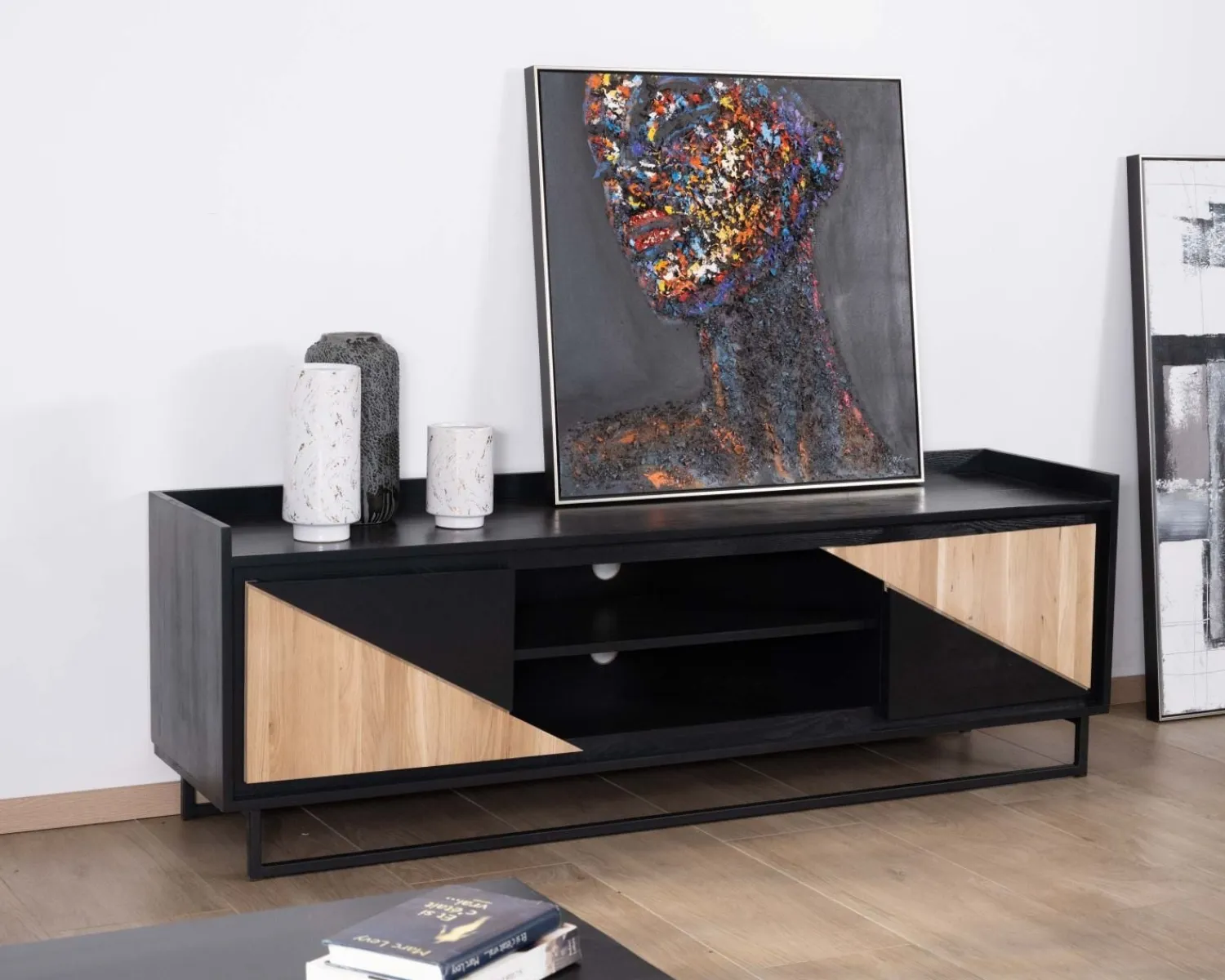Meuble House Meuble télé 2 portes 180 cm en bois massif "Trace" Discount