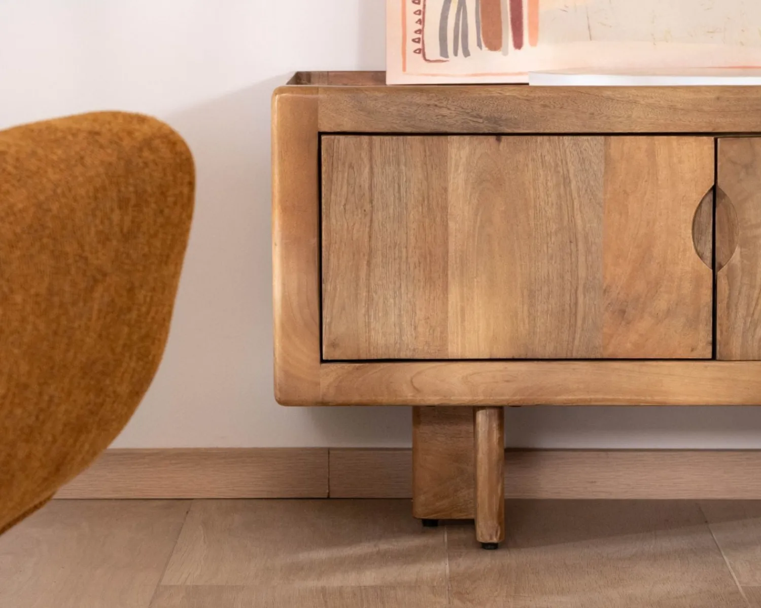 Meuble House Meuble TV bas 180 cm en manguier naturel "Odely" 4 portes Outlet
