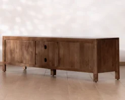 Meuble House Meuble TV bas esprit zen en manguier massif teinte noyer 180 cm « Sicora » Online