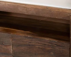 Meuble House Meuble TV 180 cm en bois recyclé et plateau marbre blanc 