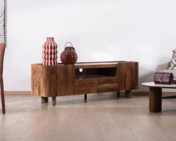 Meuble House Meuble TV 175 cm en manguier massif style contemporain minimaliste "Malaké" New
