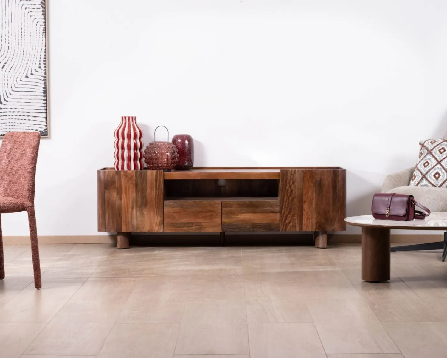 Meuble House Meuble TV 175 cm en manguier massif style contemporain minimaliste "Malaké" New