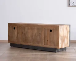 Meuble House Meuble TV 150 cm en manguier style épuré "Santo" avec portes et tiroirs Hot