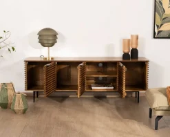 Meuble House Meuble TV 160cm en teck et manguier et pieds métal noir
