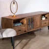 Meuble House Meuble TV 175cm ethnique acacia massif pieds métal noir "Membatu" New