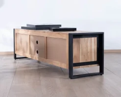 Meuble House Meuble TV industriel 180 cm bois et métal 2 portes 2 niches
