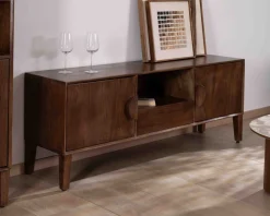Meuble House Meuble TV néo-rétro en manguier massif foncé 150 cm