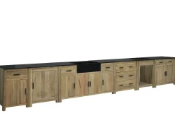 Meuble House Meuble évier bois massif et pierre 164 cm "Grand Chef" Discount