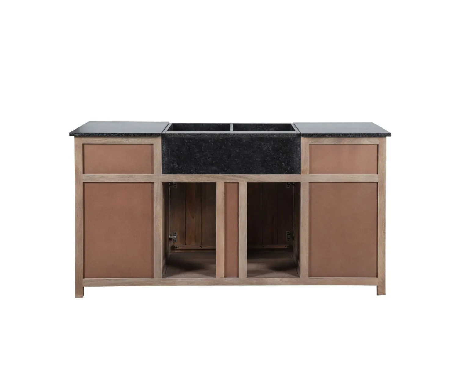 Meuble House Meuble évier bois massif et pierre 164 cm "Grand Chef" Discount