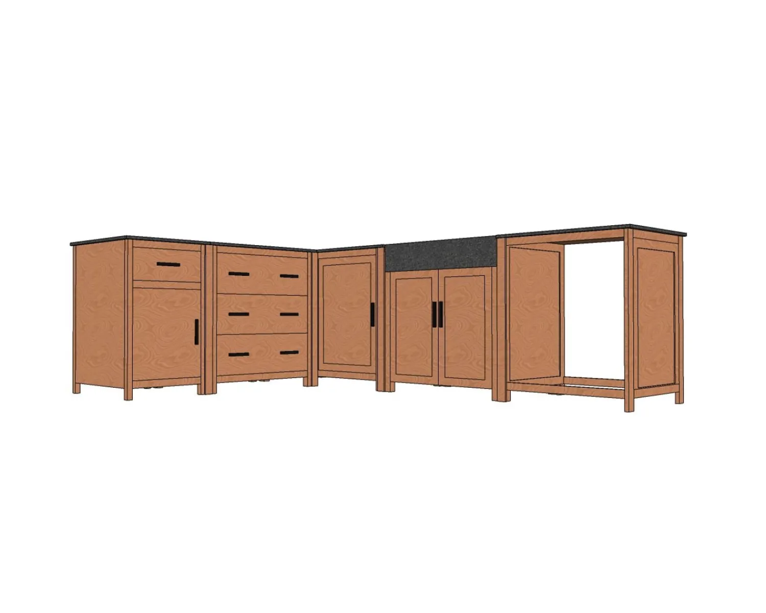 Meuble House Meuble évier bois massif et pierre 164 cm "Grand Chef" Discount
