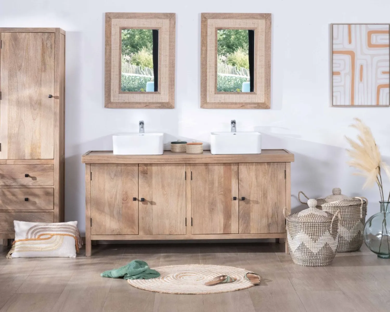 Meuble House Miroir cadre bois et cannage style rétro romantique "Legacy" Discount