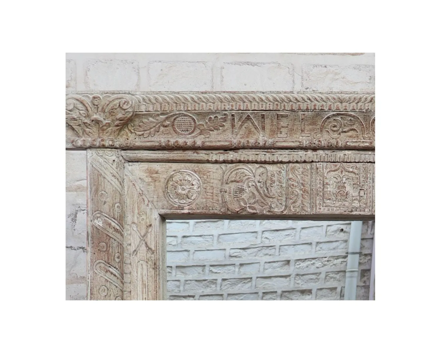 Meuble House Miroir indien avec cadre bois sculpté modèle unique "Vieille Porte" Hot