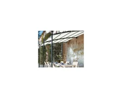 Meuble House Pergola murale 3 pieds en métal et toit arrondi "Gardénia" 3m60 x 3m Hot
