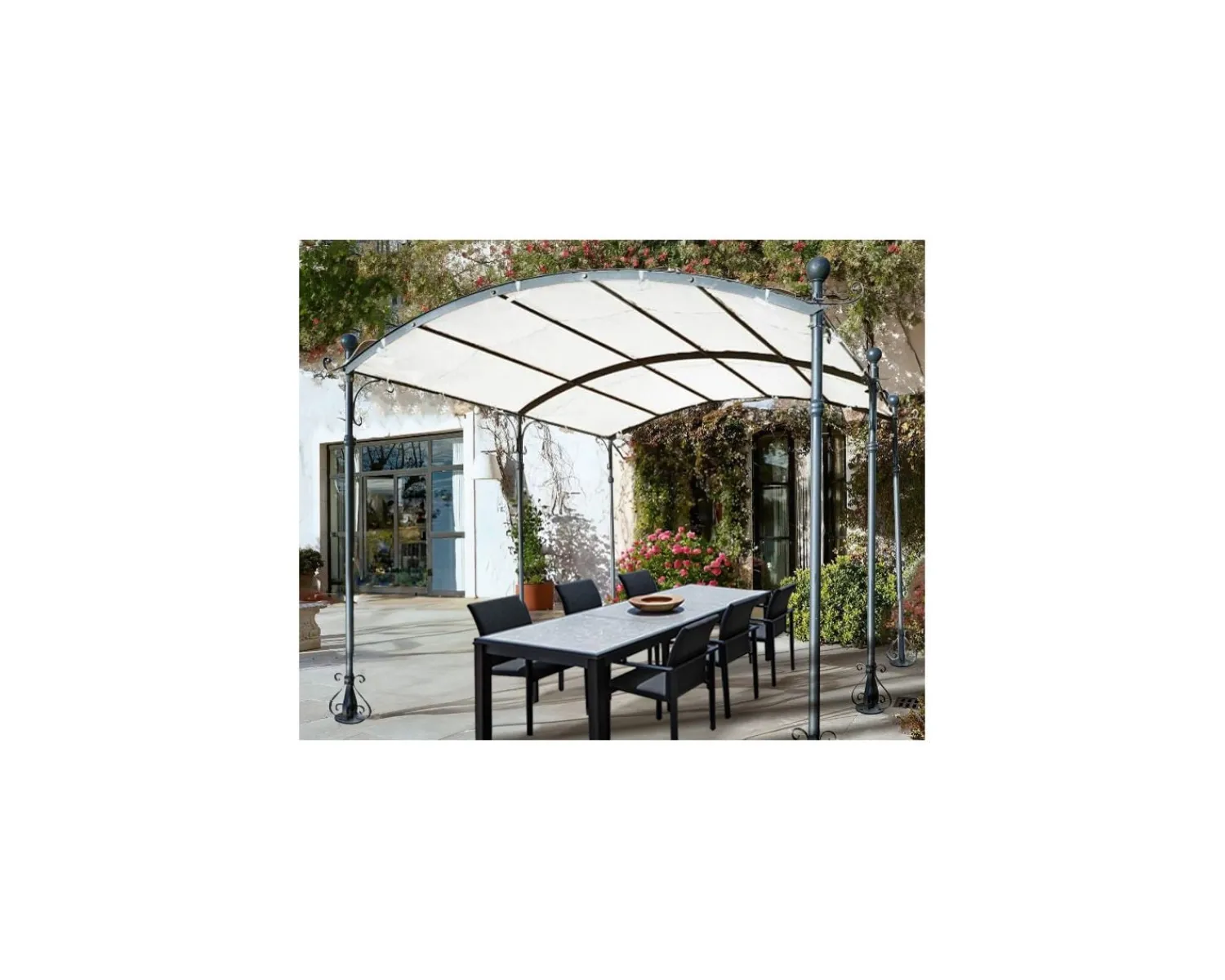 Meuble House Pergola 6 pieds en métal et toit arrondi "Gardénia" 3m60 x 3m Clearance