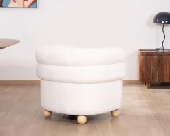 Meuble House Petite chauffeuse en tissu bouclette blanc design 70's "Wala" Discount