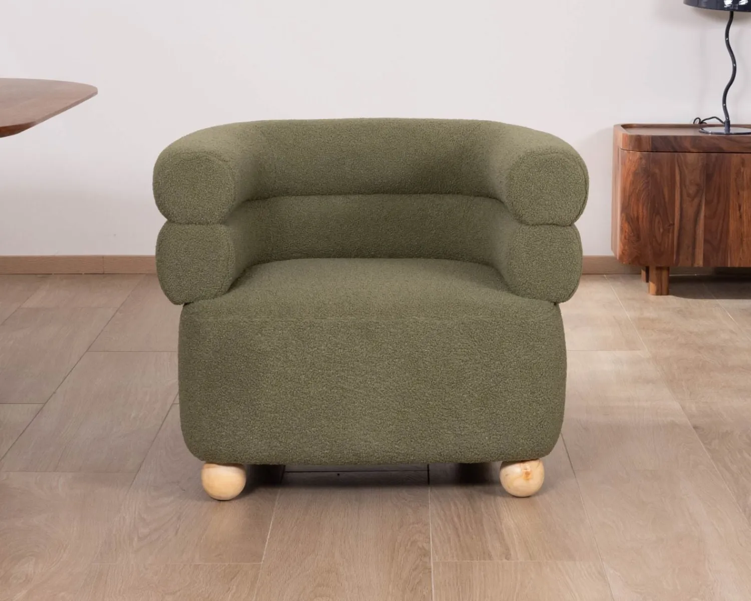 Meuble House Petite chauffeuse style retro "Wala" en tissu vert kaki Clearance