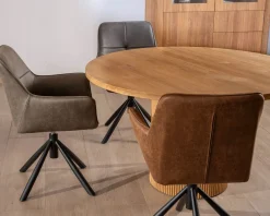 Meuble House Petite table ronde 130 cm et pied central cannelé style rétro