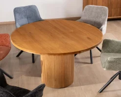 Meuble House Petite table ronde 130 cm et pied central cannelé style rétro