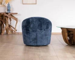 Meuble House Petit fauteuil d'appoint design épuré en tissu bleu nuit 