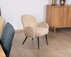 Meuble House Petit fauteuil esprit scandinave en tissu duveteux beige "Luno" Online