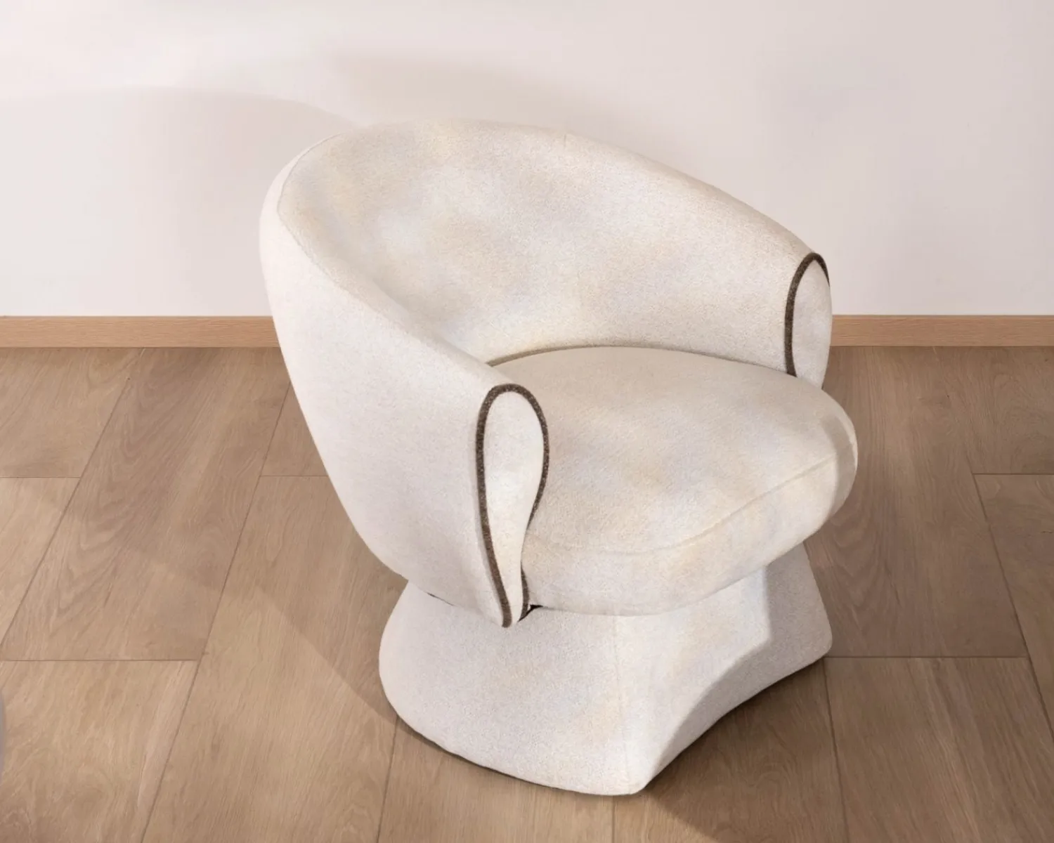 Meuble House Petit fauteuil lounge en tissu bouclette blanc cassé "Sweet Culture" design enveloppant Hot