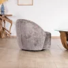 Meuble House Petit fauteuil pivotant esprit chauffeuse contemporaine en tissu bouclette gris cendré "Marylin" Discount
