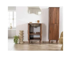 Meuble House Petit meuble sous vasque en manguier foncé 