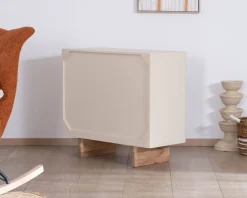 Meuble House Petit rangement design en acacia naturel et finition aspect béton sablé "Miona" Sale