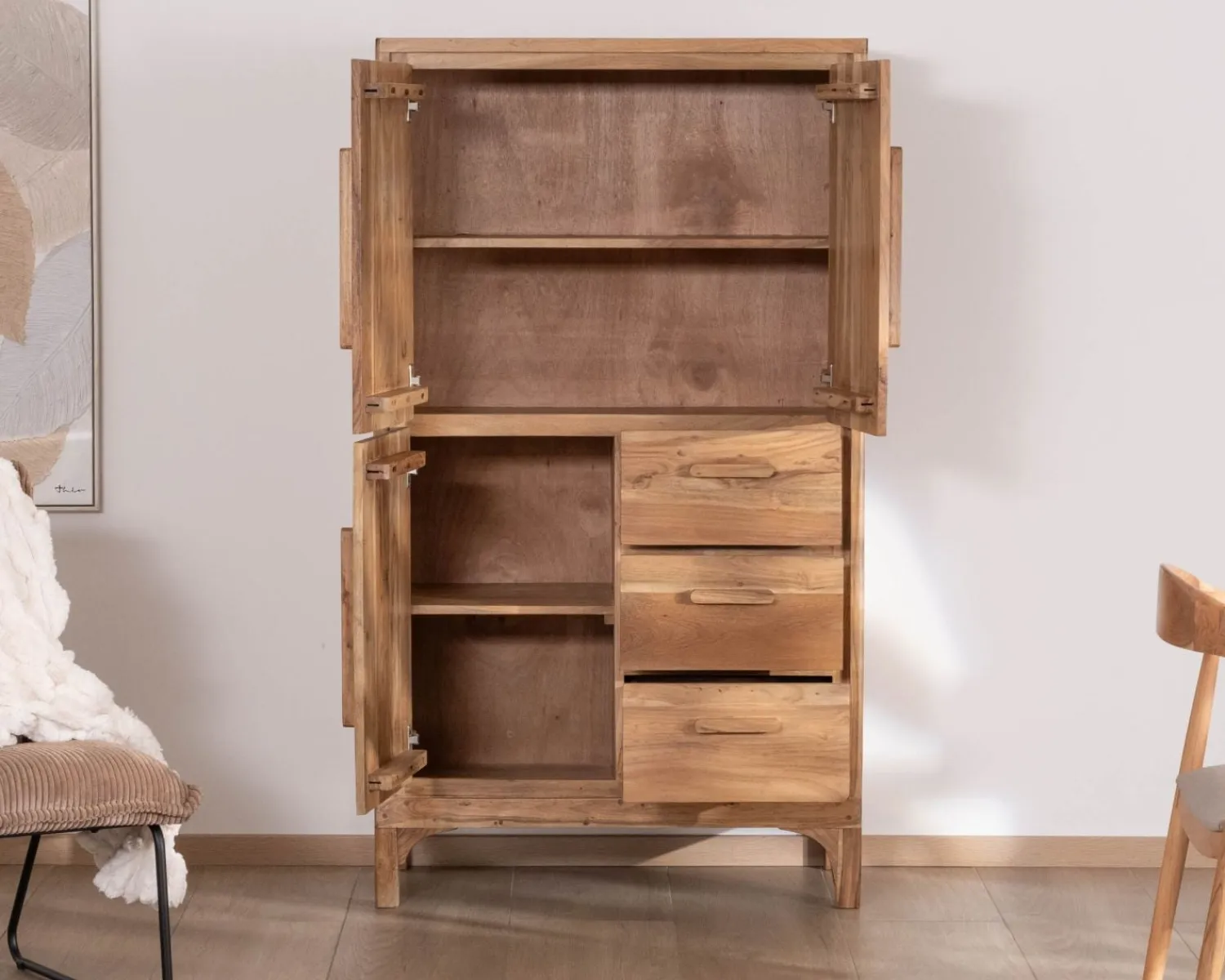 Meuble House Petit vaisselier bas style scandinave en acacia "Melody"