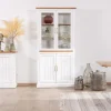 Meuble House Petit vaisselier blanc en acacia avec portes vitrées "Trégastel" New
