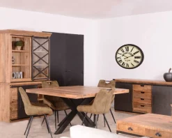 Meuble House Petit vaisselier en métal et bois de manguier massif 