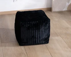 Meuble House Pouf carré en velours côtelé anthracite "Lizard" esprit cosy chic Outlet