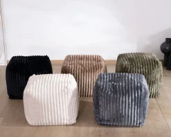 Meuble House Pouf cubique en velours côtelé kaki