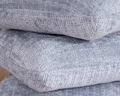 Meuble House Pouf design pivotant en tissu tramé bleu glacier à reflets lumineux « Flow » esprit scandinave Hot