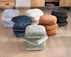 Meuble House Pouf « Flow » tournant à trois niveaux en tissu tramé gris anthracite au toucher doux Clearance