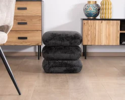 Meuble House Pouf « Flow » tournant à trois niveaux en tissu tramé gris anthracite au toucher doux Clearance
