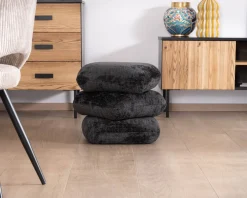 Meuble House Pouf « Flow » tournant à trois niveaux en tissu tramé gris anthracite au toucher doux Clearance