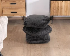 Meuble House Pouf « Flow » tournant à trois niveaux en tissu tramé gris anthracite au toucher doux Clearance