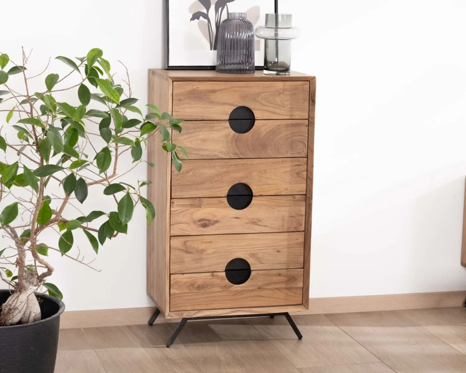 Meuble House Rangement vertical en acacia 6 tiroirs "Spot" Online