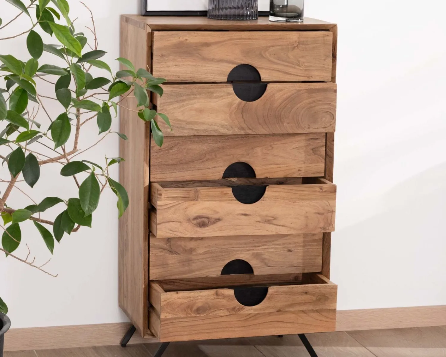 Meuble House Rangement vertical en acacia 6 tiroirs "Spot" Online