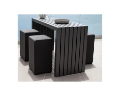 Meuble House Table bar et 6 tabourets extérieurs en tissu Sunbrella