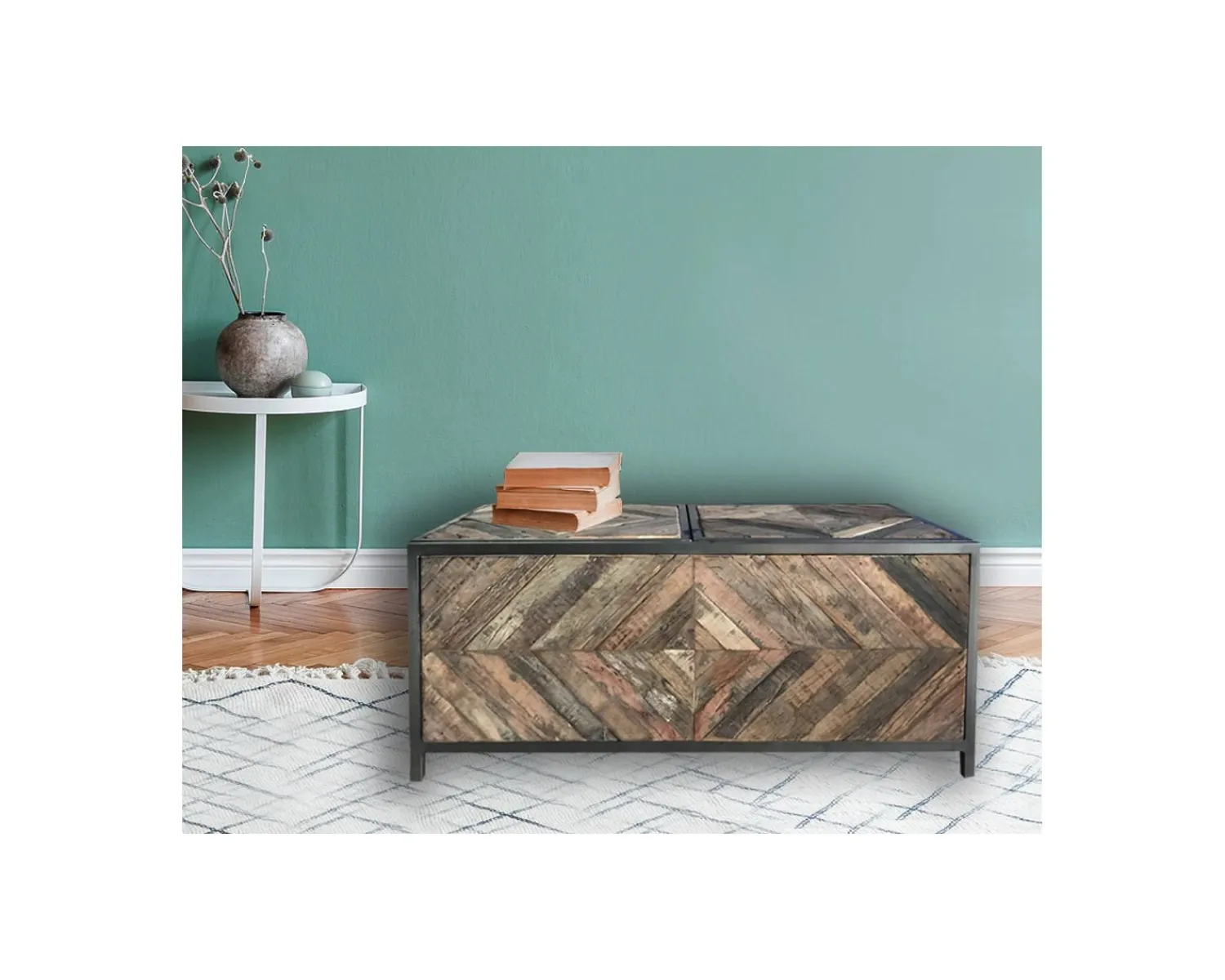 Meuble House Table basse bar métal et bois industriel 100cm "Wood" Hot