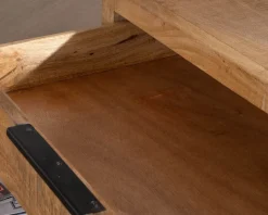 Meuble House Table basse carrée 80 cm en manguier et pieds métal 