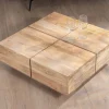 Meuble House Table basse carrée style contemporain en bois massif naturel "Pablo" Online