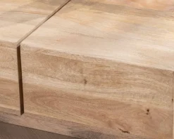 Meuble House Table basse carrée style contemporain en bois massif naturel 