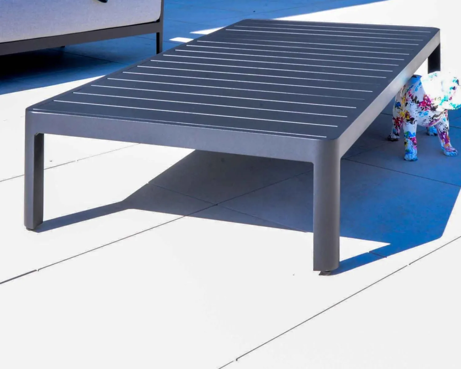 Meuble House Table basse contemporaine aluminium anthracite "Blois" spécial jardin Clearance