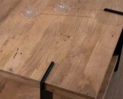 Meuble House Table basse design avec double plateau carré en bois et pieds métal 