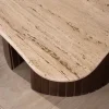 Meuble House Table basse design en travertin et manguier "Archipel" avec pieds en demi-sphères Best