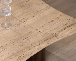 Meuble House Table basse design en travertin et manguier