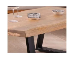 Meuble House Table basse design plateau naturel pieds trapèzes en métal « Caractère »